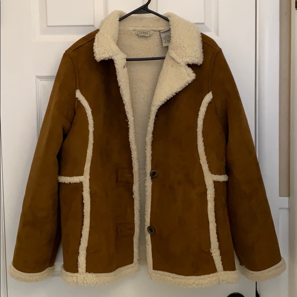 LL Bean Faux Fur Coat Large Reg/ Juniors